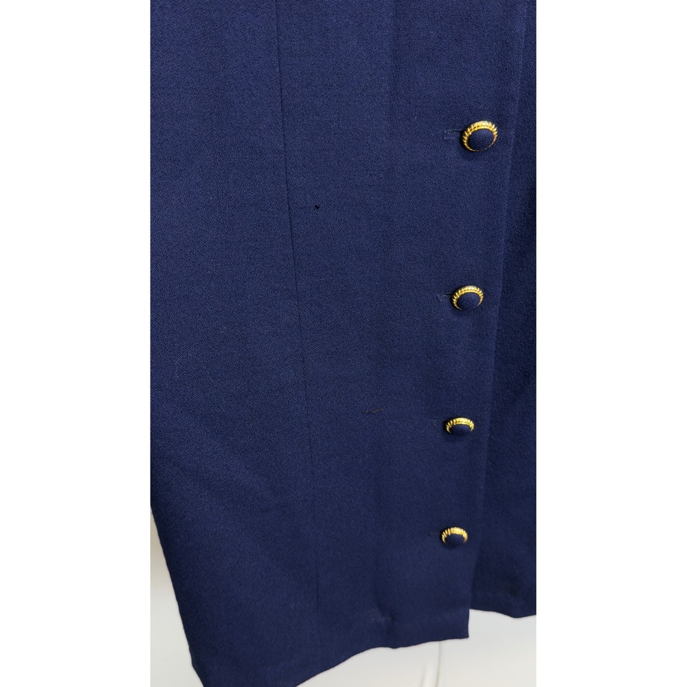 Vintage Talbots Navy Blue Wool Coat Dress Gold Buttons Size 12 Long Sleeve Midi - Picture 7 of 13